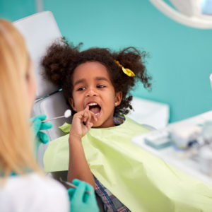 Little child in dental chair
